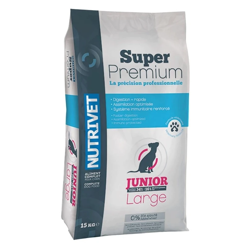 NUTRIVET - Super Premium - Junior Large - Wheat Free Dry Food - Puppy - Rich in Animal Protein - 15 kg