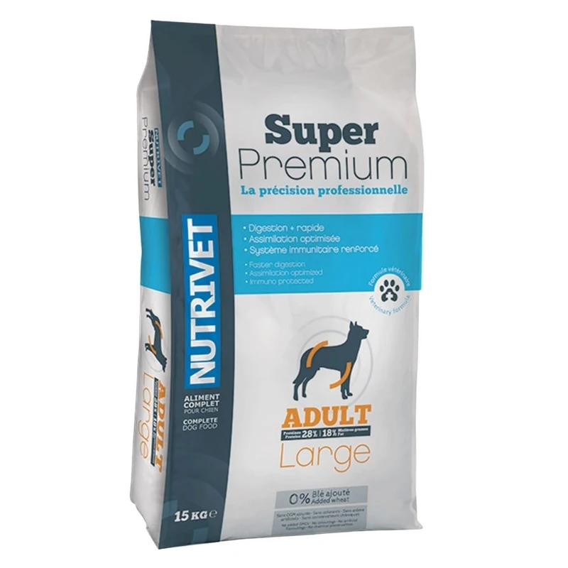Nutrivet - Super Premium - Adult Large - Wheat Free Dry Food - Dog - High in Animal Protein - 15 kg