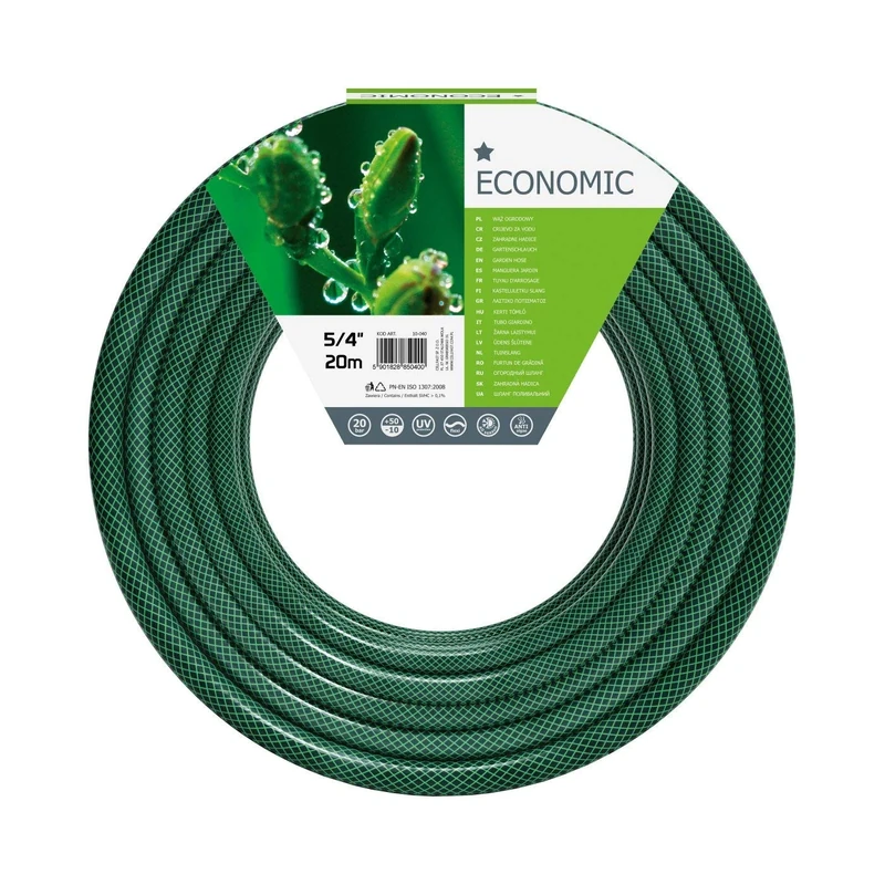 Cellfast Garden Hose ECONOMIC 5/4” 20m, Flexible and Three-layer Hose, Resistance to UV, Internal Part Resistant to Algae, 10-040, 5/4" 20m