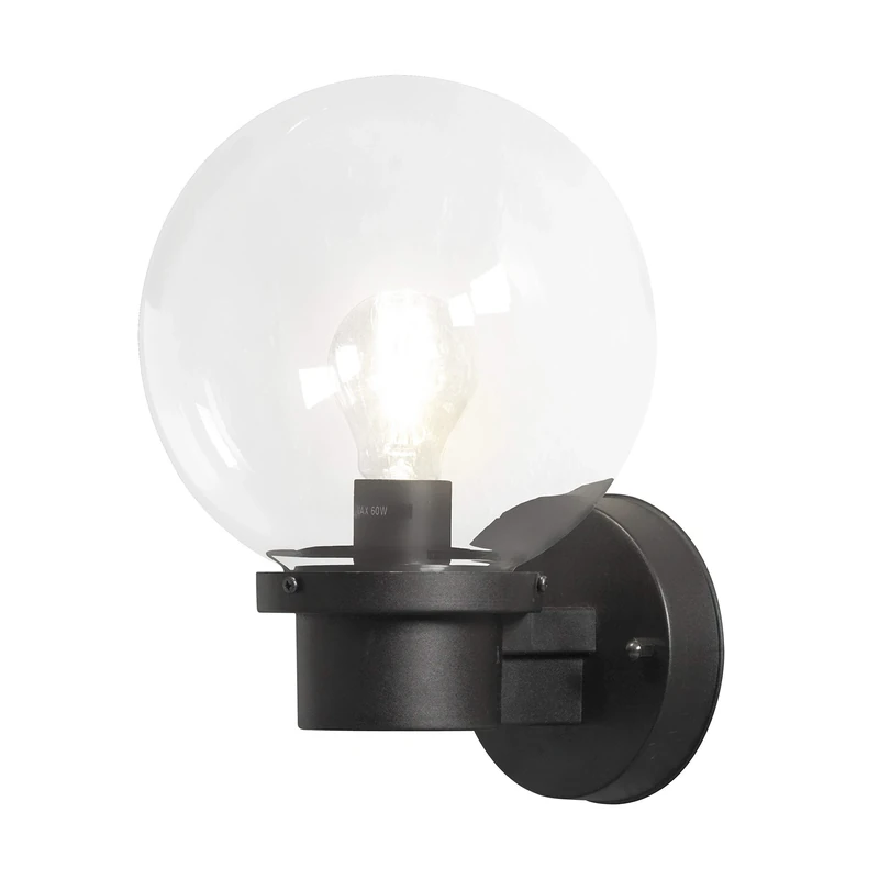 Konstsmide 7322-750 Outside Lighting Nemi Up Wall Light / Dusk Till Dawn Sensor / 1 x 60 W E27 Max Wall Lamp,Black, 29.0 cm*21.5 cm*20.0 cm