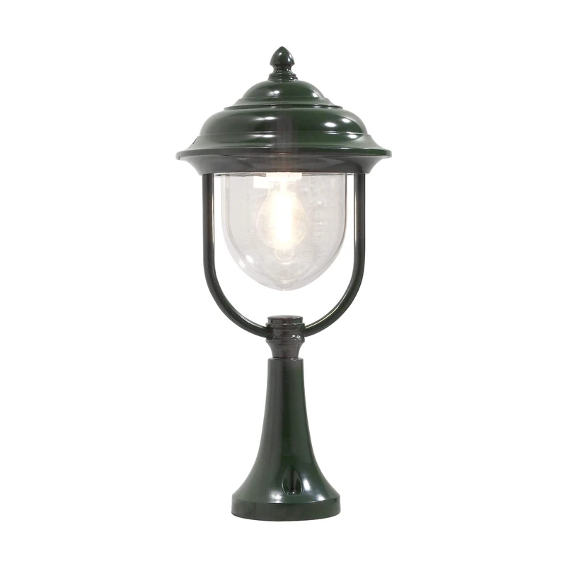 Konstsmide Parma Post Outdoor Light Gate Post / 1 x 75 W E27 Max Bollard/Clear Acrylic Globe/Aluminium / IP43 / Outside Light Green - Image 1
