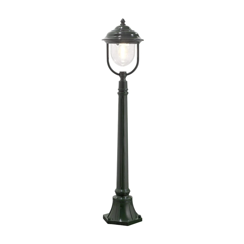 Konstsmide Outdoor Lights/Parma Post Outdoor Light/1 x 75 W E27 Max Bollard/Clear Acrylic Globe/Aluminium/IP43/Outside Light Green
