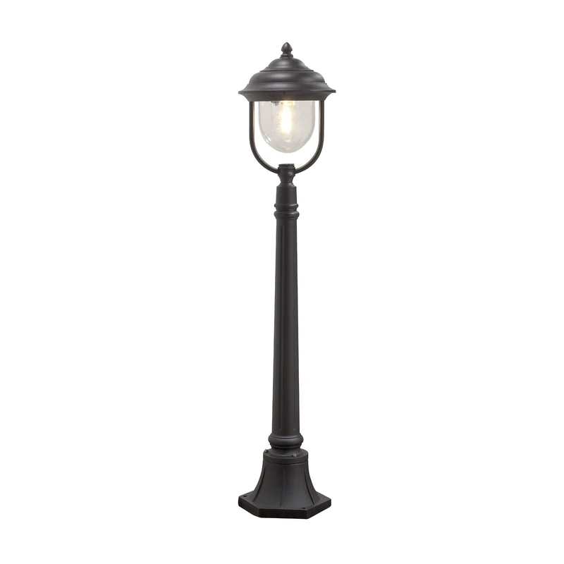 Konstsmide 7225-750 Outdoor Lights/Parma Post Outdoor Light/1 x 75 W E27 Max Bollard/Clear Acrylic Globe/Aluminium/IP43/Outside Light Matt Black
