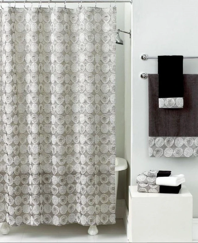 Avanti Linens Galaxy Collection, Jacquard Cotton, Silver, Shower Curtain