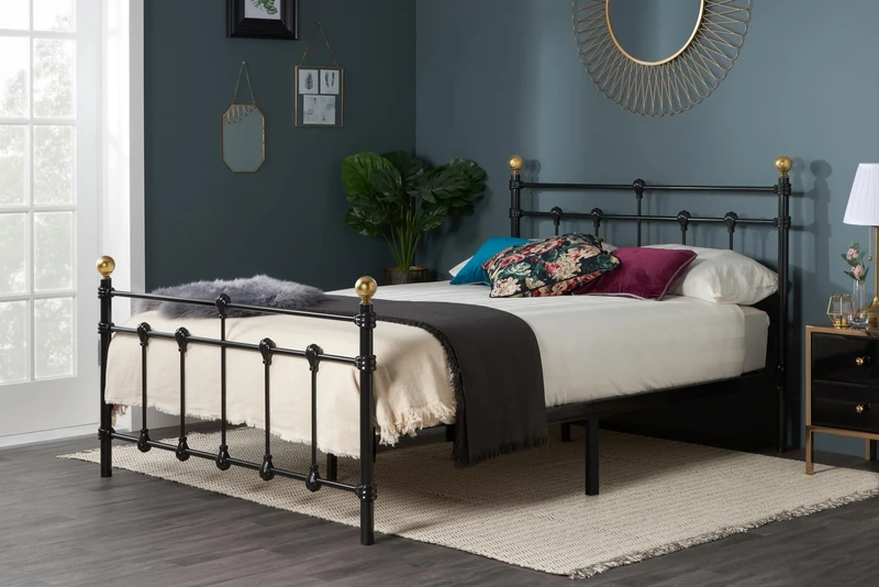 Birlea Atlas Bed - Metal, Black, Small Double