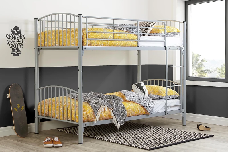 Birlea Corfu 3ft Single Metal Bunk Bed, Silver