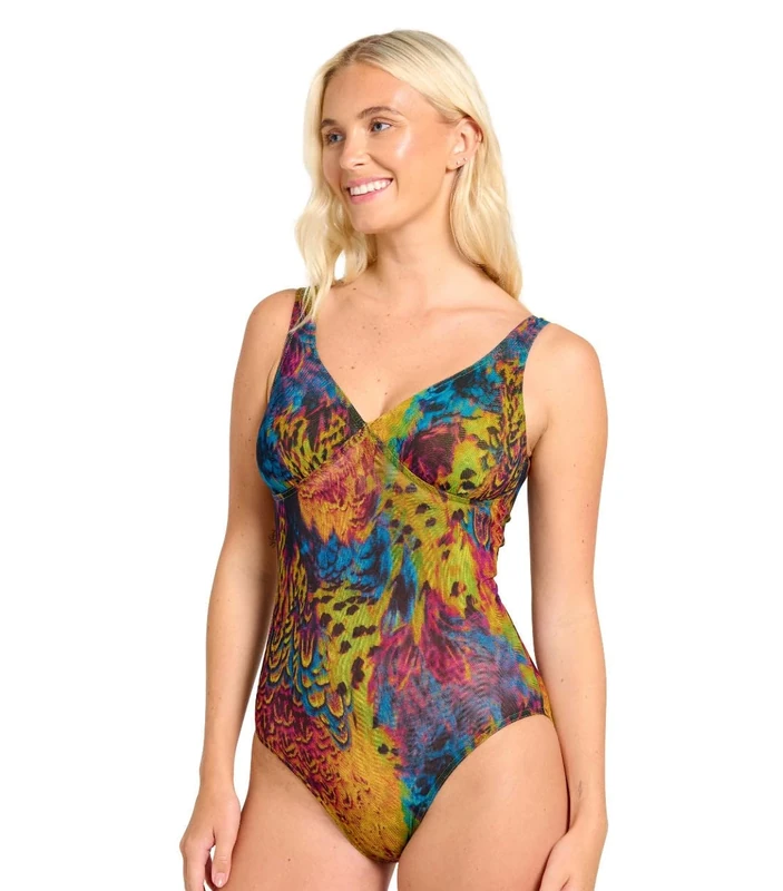 Amalfi Tan Through Support Top Swimsuit Size 14
