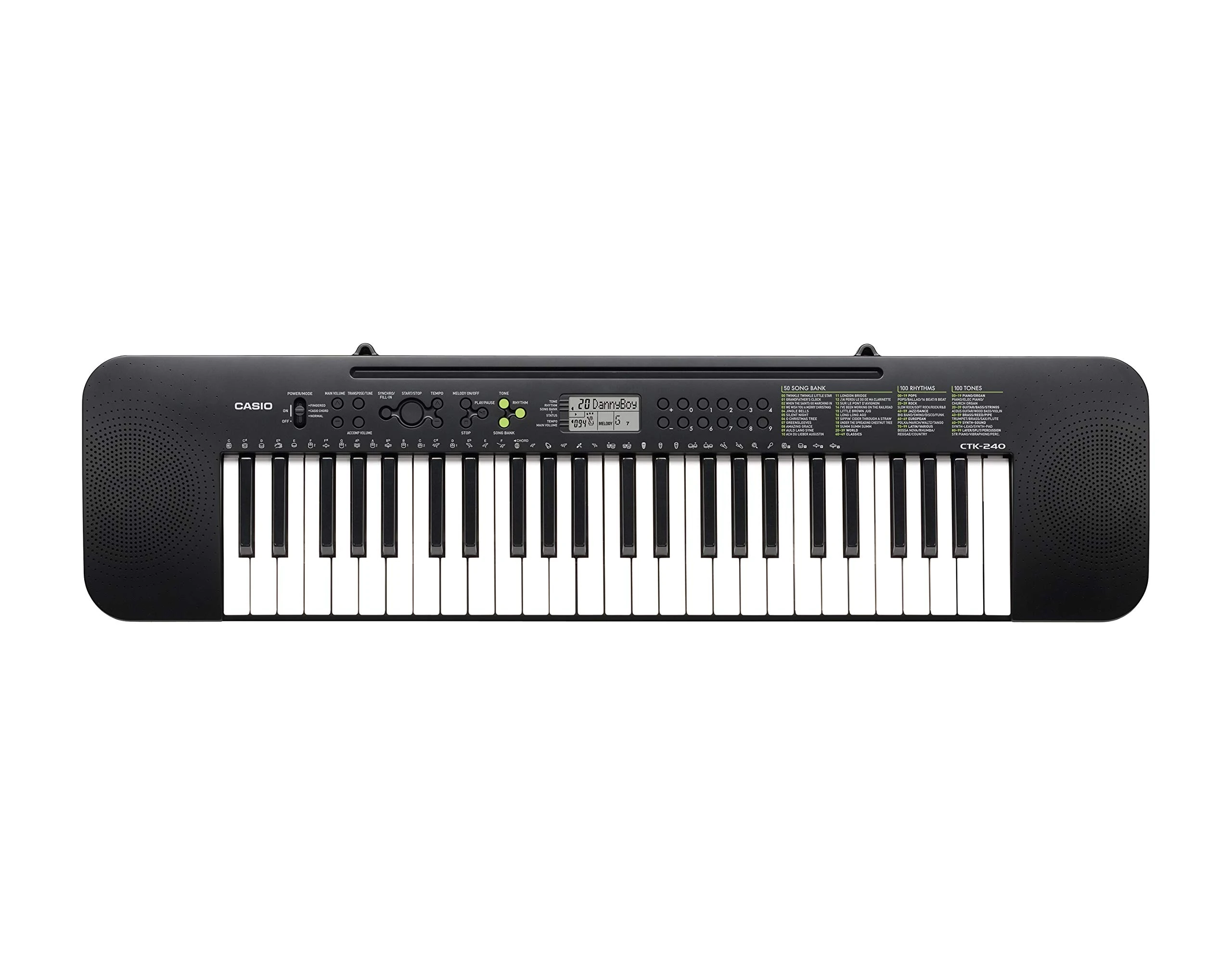Casio CTK-240AD 49 Full-Size Keys Keyboard with AC Adapter, black