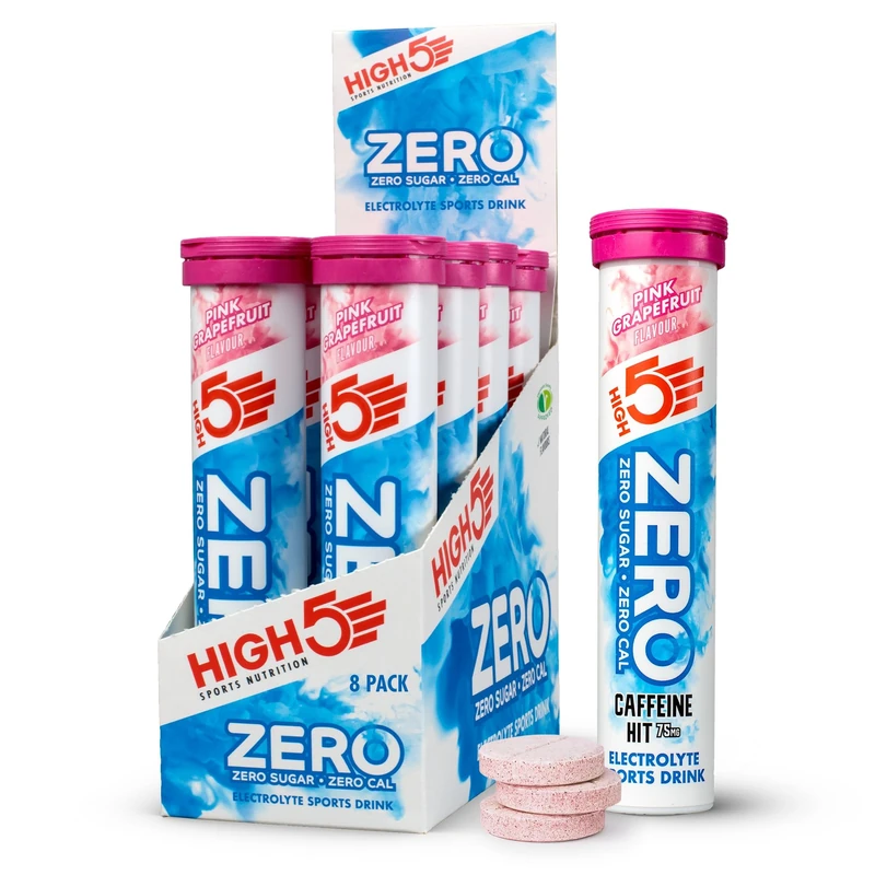 HIGH5 ZERO Caffeine Hit ElectrolyteTablets - Hydration Tablets with Vitamin C - 0 Calories & Sugar Free - Boost Hydration, Performance & Wellness - Pink Grapefruit, 160 Tablets (20x, Pack of 8)