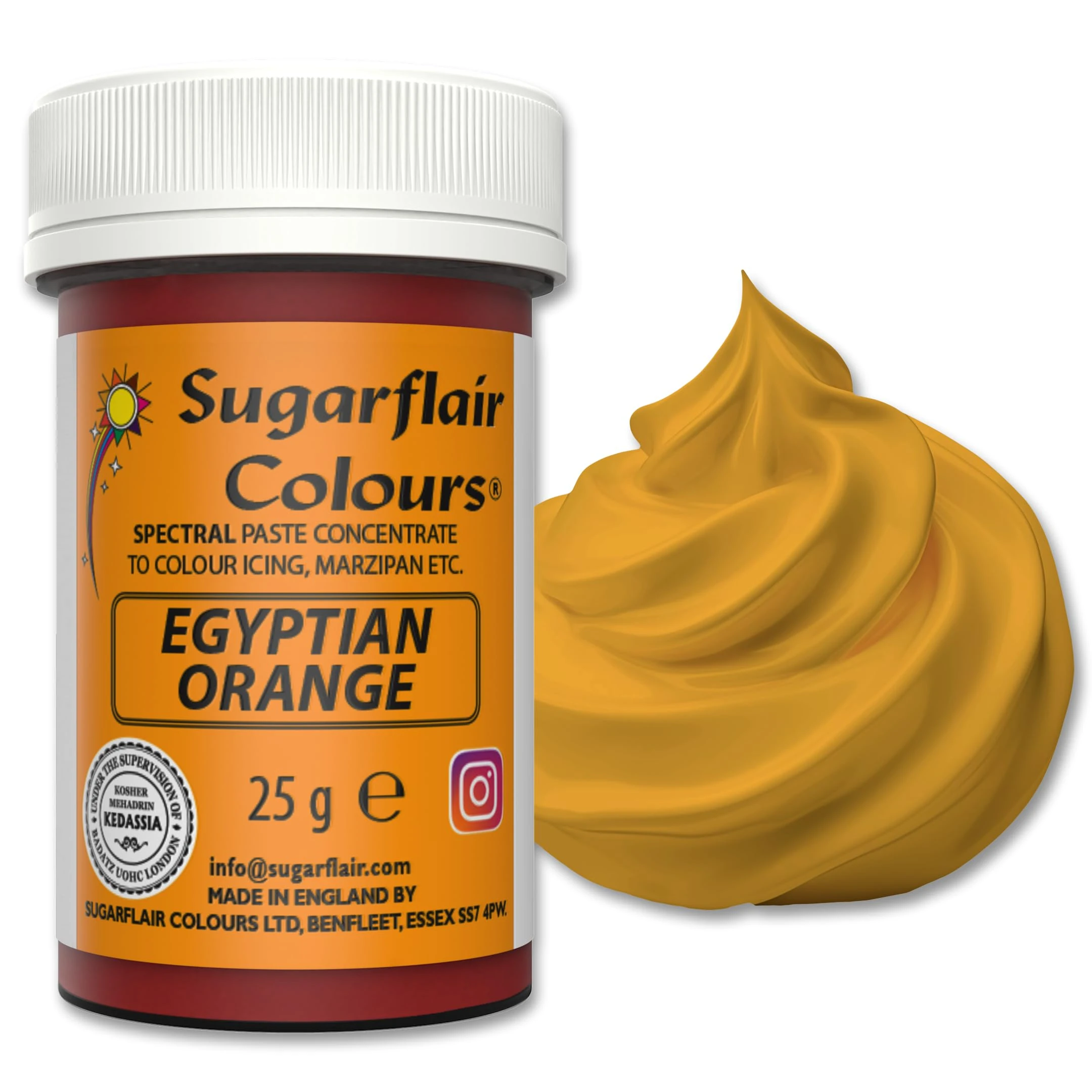 Sugarflair Food Colouring Paste Egyptian Orange, Concentrated Spectral Food Colouring for Buttercream, Sugar Paste, Royal Icing, Cake Mixes, Macarons and More! - 25g