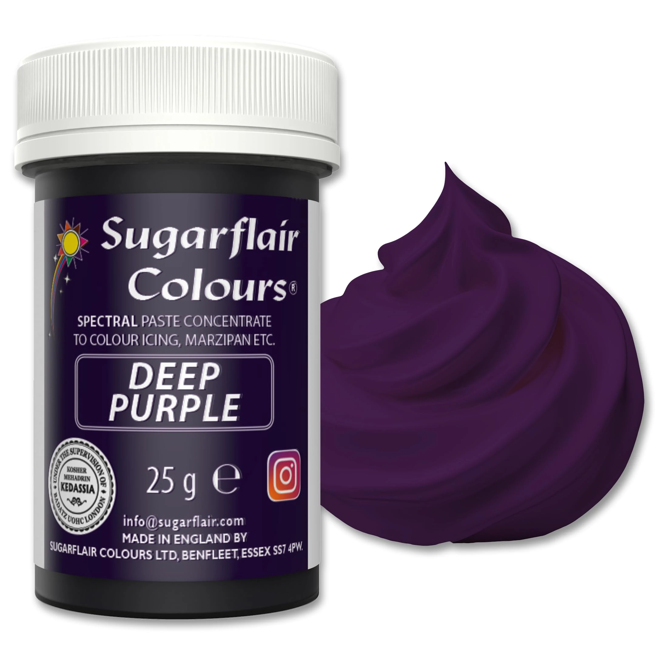 Sugarflair Food Colouring Paste Deep Purple, Concentrated Spectral Food Colouring for Buttercream, Sugar Paste, Royal Icing, Cake Mixes, Macarons and More! - 25g