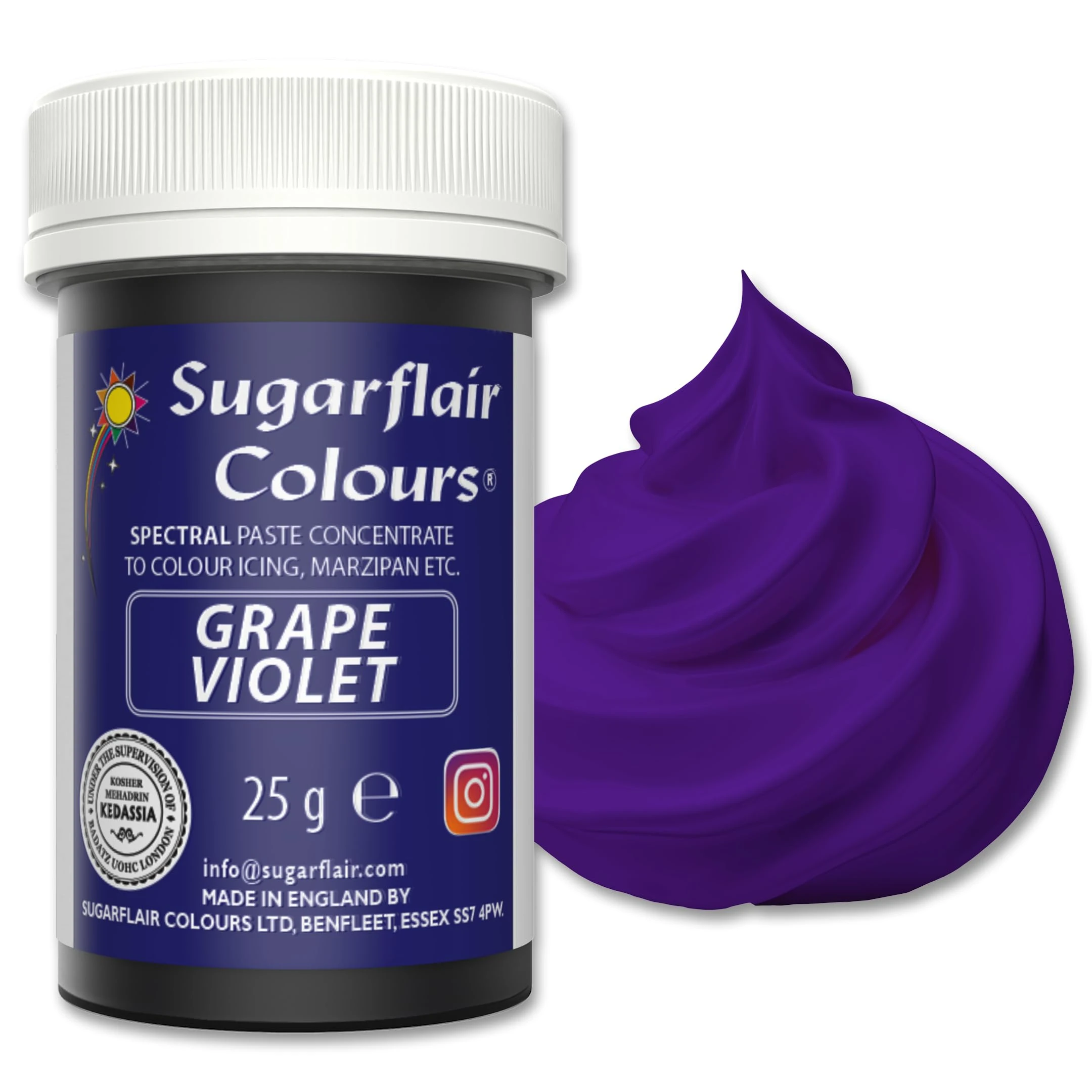 Sugarflair Food Colouring Paste Grape Violet, Concentrated Spectral Food Colouring for Buttercream, Sugar Paste, Royal Icing, Cake Mixes, Macarons and More! - 25g