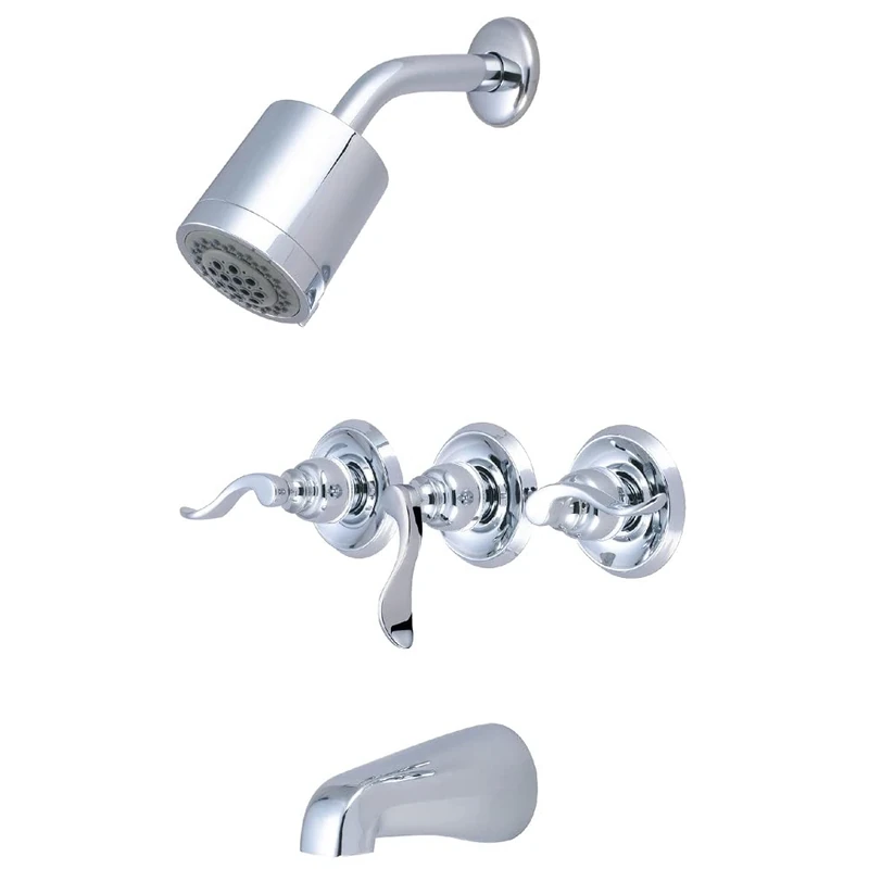 Kingston Brass KB8231NFL NuWave French 3 Handle Tub and Shower Faucet, Polished Chrome