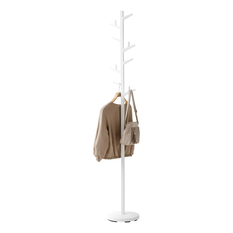 Yamazaki 7066 BRANCH Coat Rack, white, Steel/ABS Resin, Minimalist, 28 x 28 x 176 cm