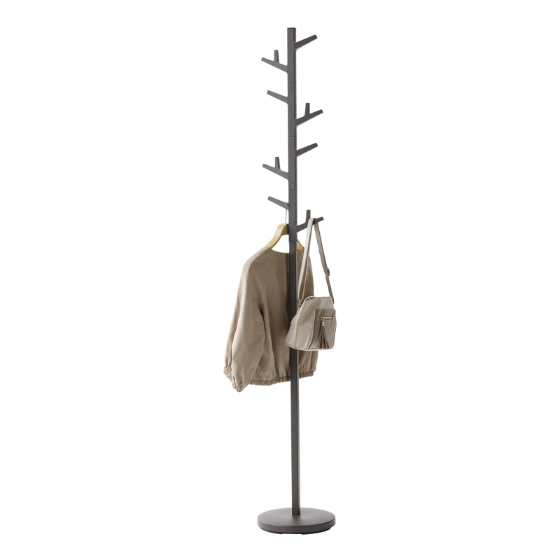 Yamazaki 7067 BRANCH Coat Rack, Brown, Steel/ABS Resin, Minimalist Design, 28 x 28 x 176 cm (LxWxH)
