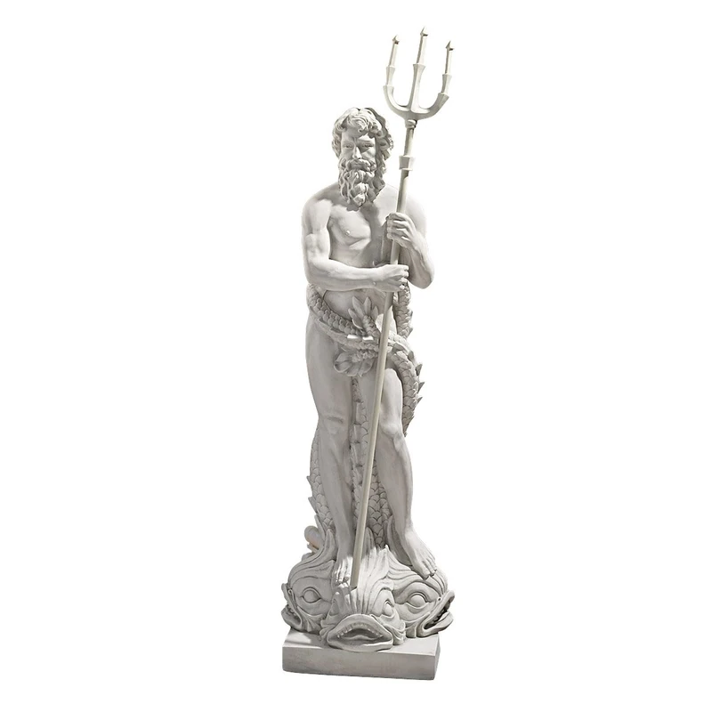Design Toscano Poseidon Greek God of the Sea Garden Statue, 150 cm, Polyresin, Antique Stone