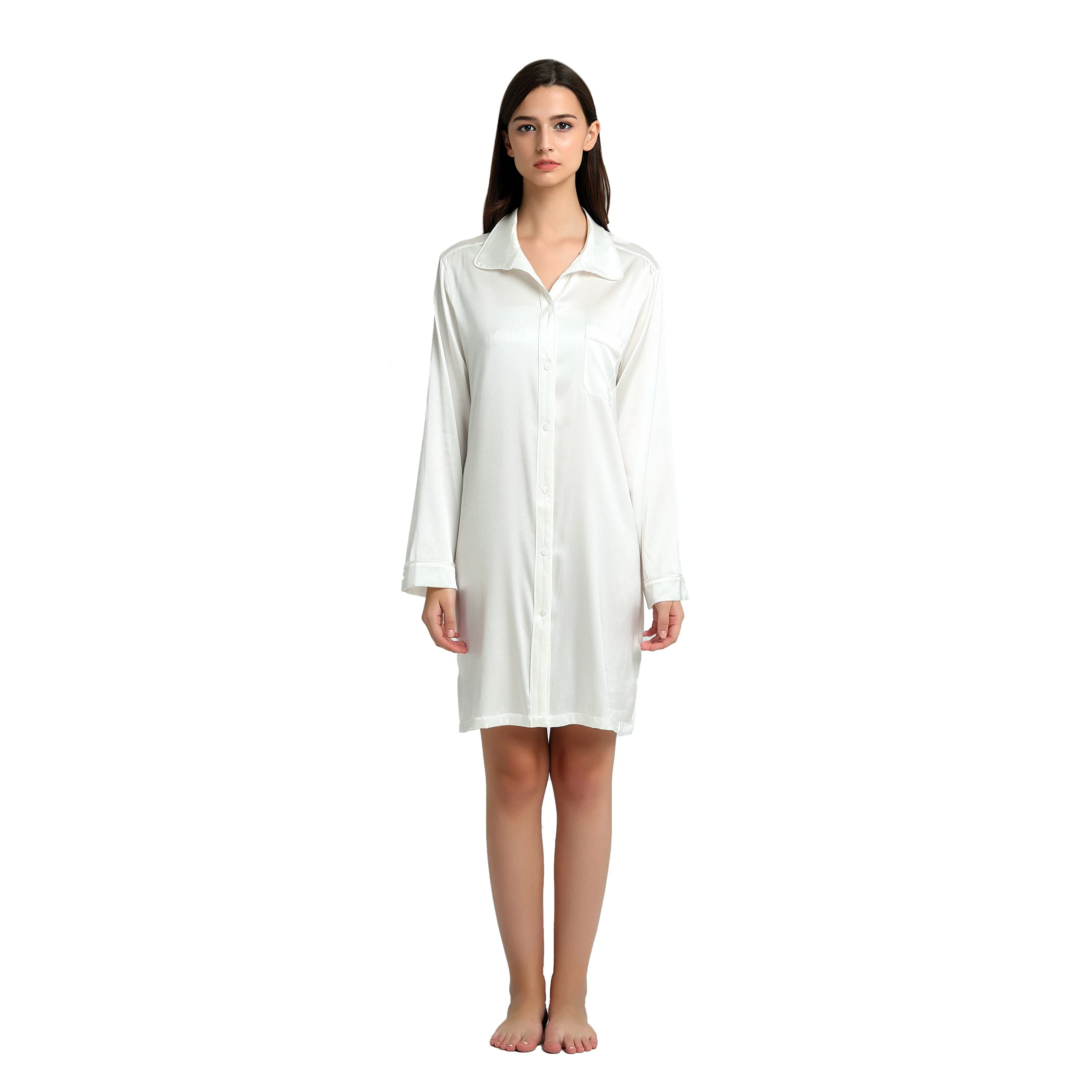 Jasmine Silk Silk Nightshirt Night wear Pyjamas (M (12-14)) Ivory