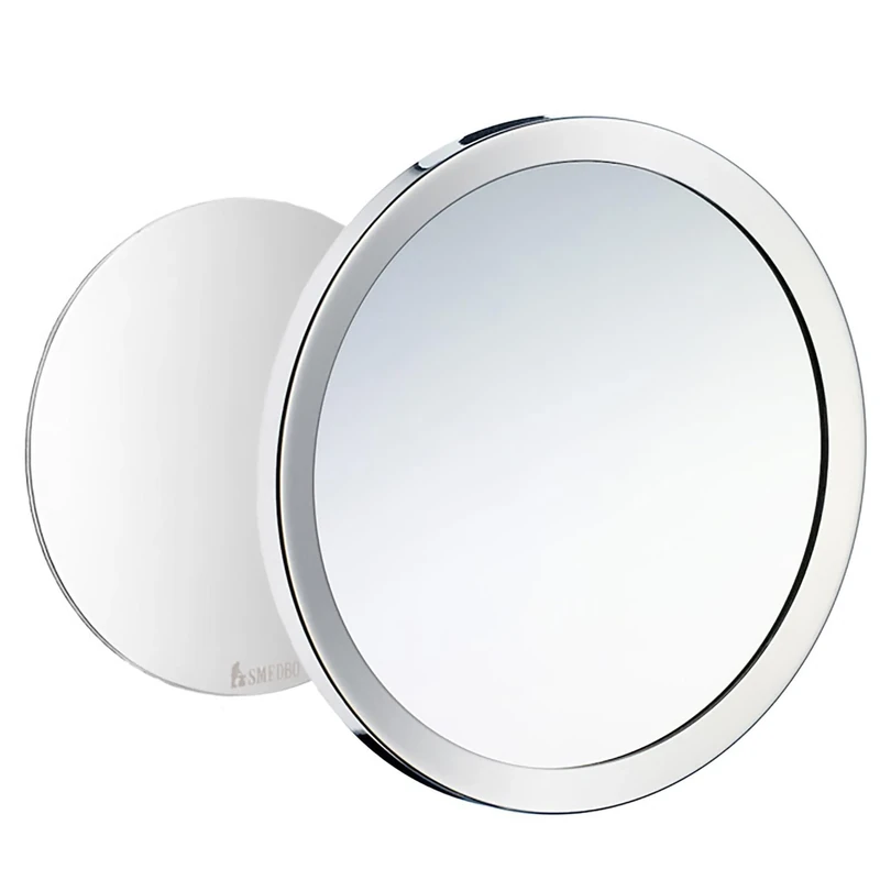 Smedbo Outline Shaving/Make-up Mirror Self Adhesive/Magnetic, Polished Chrome, Silver