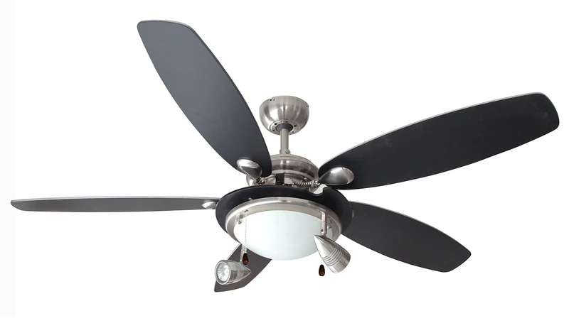 Air & Light MILORD Ceiling Fan - Diameter 132 cm - 60 Watts - Airflow: 7045.2 m3/h - Summer/Winter Mode - 3 Speeds - With Lighting - 5 Blades - Pull Control