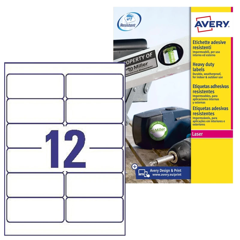 Avery Italy L6 Labels in Polyester 99.1 x 42.3 White