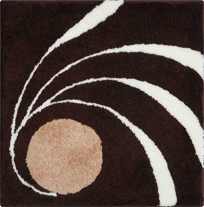 Grund Designer Bath Mat COLANI, Ultra Soft and Absorbent, Anti Slip, 5 Years Warranty, Colani 18, Small Mat 60x60 cm, Brown