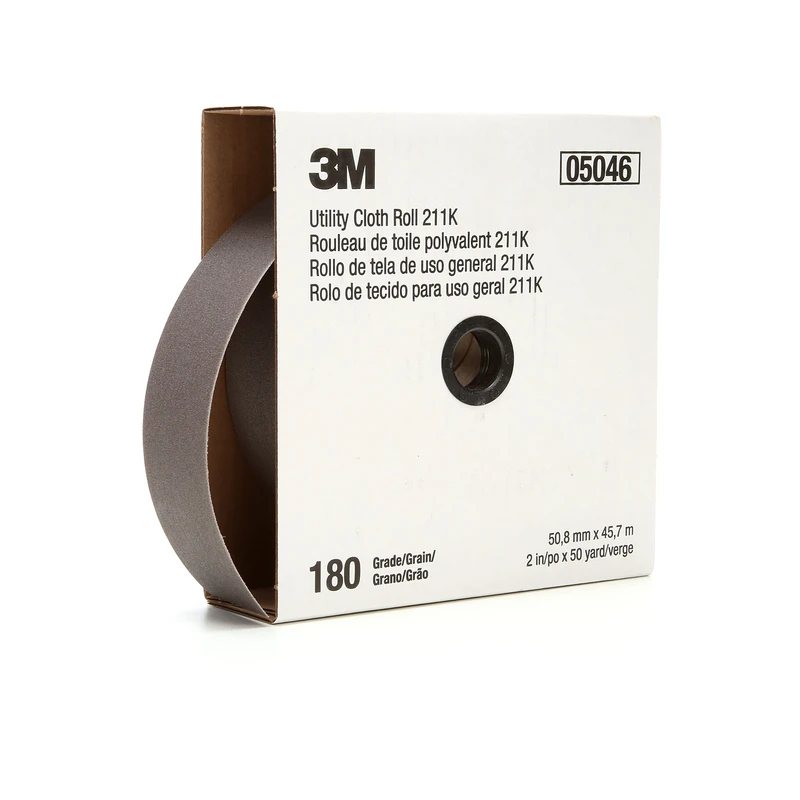 3M Utility Cloth Roll 211K, 180 J-weight, 1 in x 50 yd, ASO, Full-flex