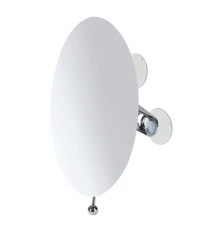 move Mirrors – oval mirror with suction cups and 5 x magnification Ø 15 x 20 cm made of stainless steel, silver - Image 1