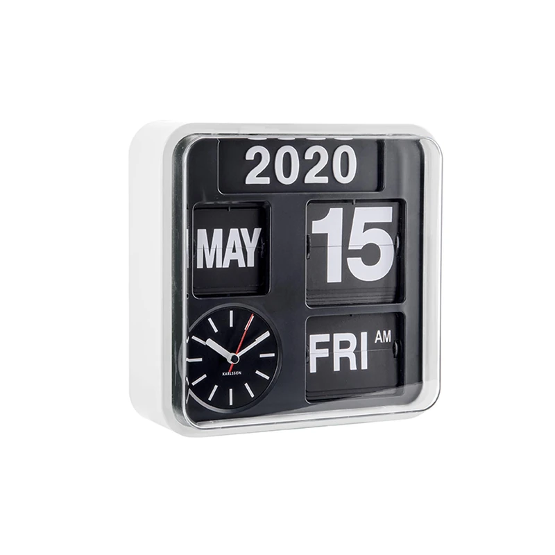 Karlsson Flip Calendar Wall Clock White Mini Flip,White, 24.5x24,5x10cm