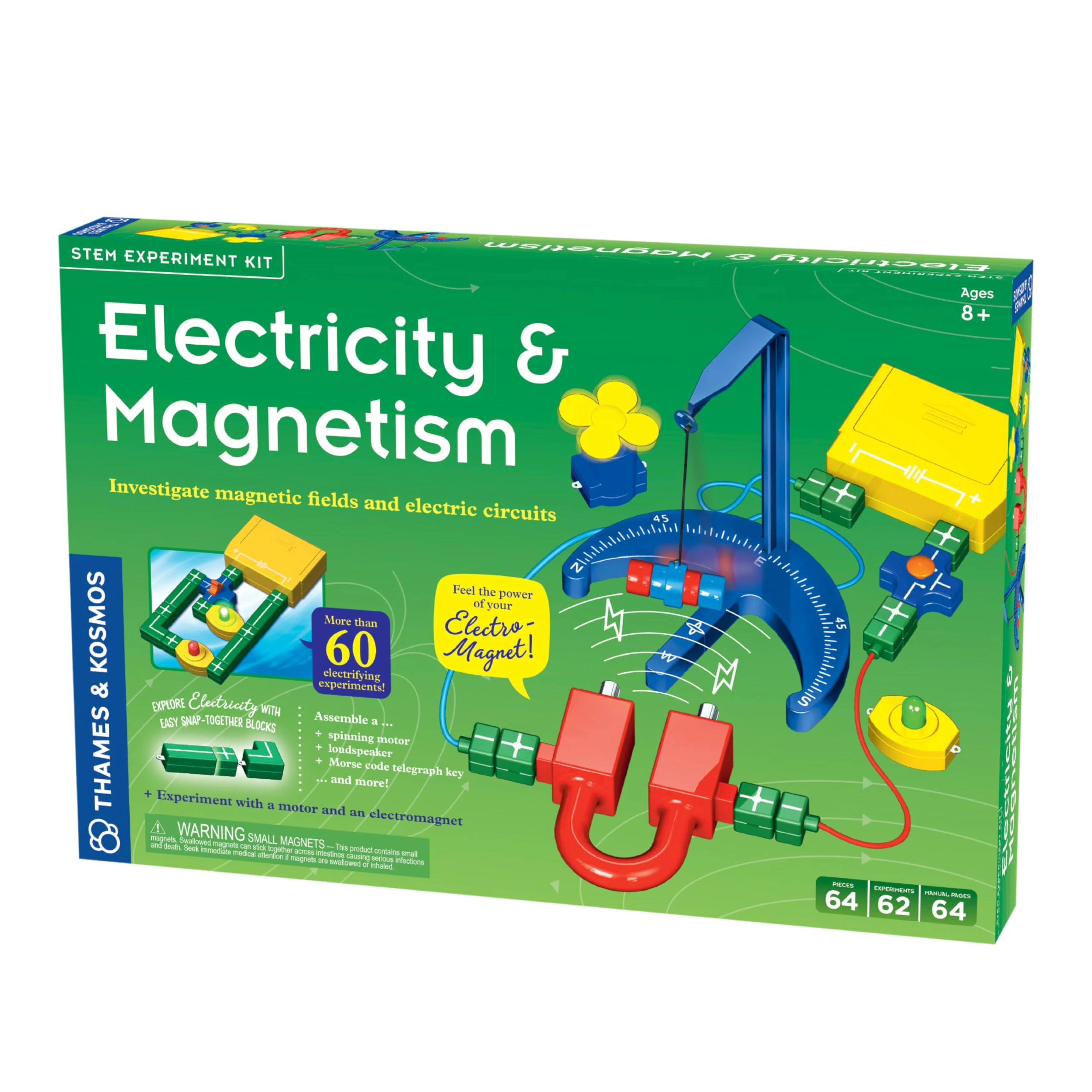 Thames & Kosmos | 620417 | Electricity and Magnetism Science Kit | Electronics Kit | Investigate Magnetic Fields and Forces | Experiment with A Motor and Electromagnet | 62 Experiments | Ages 8+