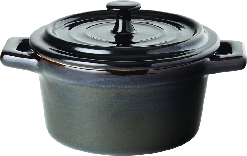 Utopia Gourmande Midnight Round Casserole Dishes 4inch 9oz / 26cl - Pack of 6 | Stoneware Casserole Dishes, Ovenproof Casserole Dishes, Black Casserole Dishes - Image 1