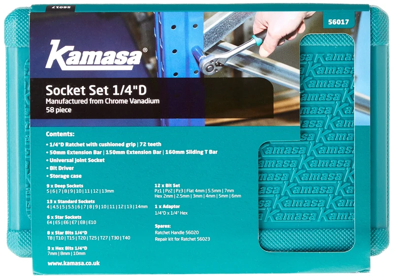 Kamasa 56017 Socket Set 1/4"D, 58pc - Image 1