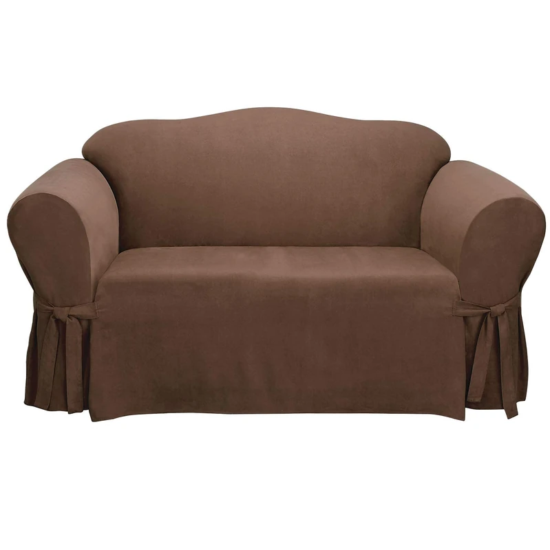 Surefit Soft Suede 1-Piece - Loveseat Slipcover - Chocolate - Image 1