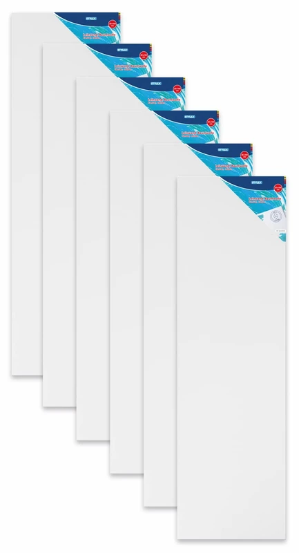 Stylex 28635-P6 Stretcher Frame 30 x 100 cm with 100% Cotton Canvas Primed Back Stapled for Oil Acrylic Tempera Paints Gouache Painting Set of 6