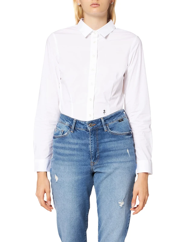 Seidensticker Women's Poplin Shirt Blouse Blouse, White (01), 44