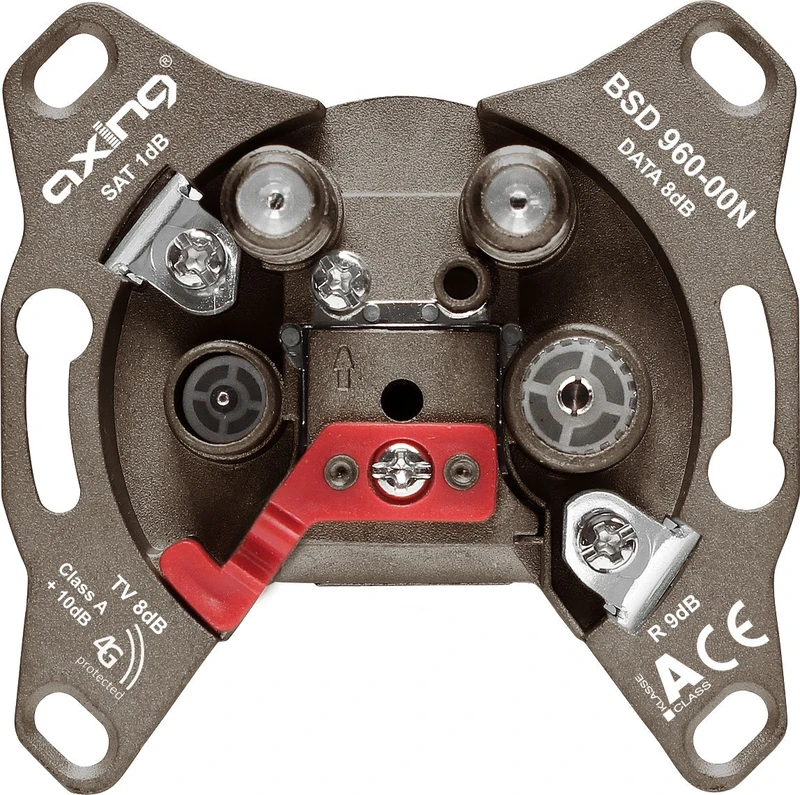 Axing BSD 960-00N Multimedia SAT wall outlet socket 4-port terminal type (SAT/DATA/TV/R)
