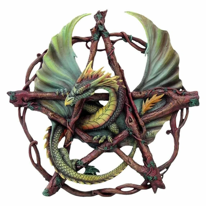 Nemesis Now Forest Pentagram Dragon Wall Plaque 32.5cm Green