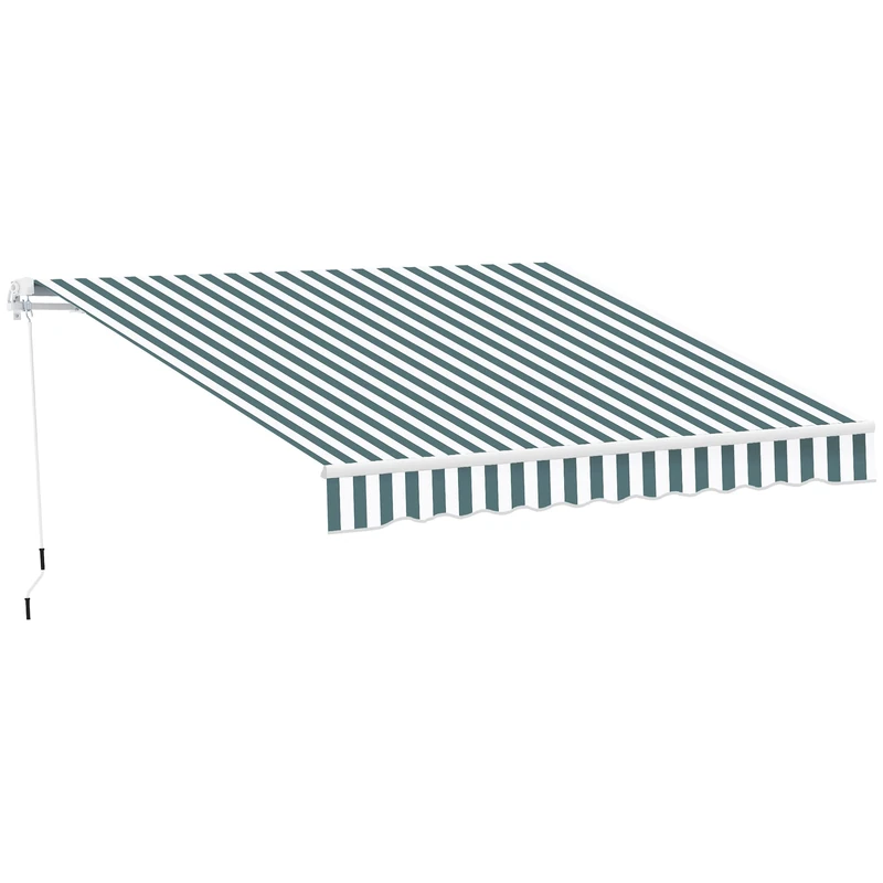Outsunny 2.5m x 2m Retractable Awning - Green and White
