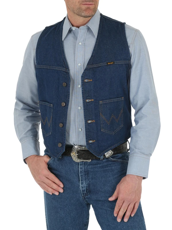 Wrangler Men's Unlined Denim Vest - Western Style - Image 1