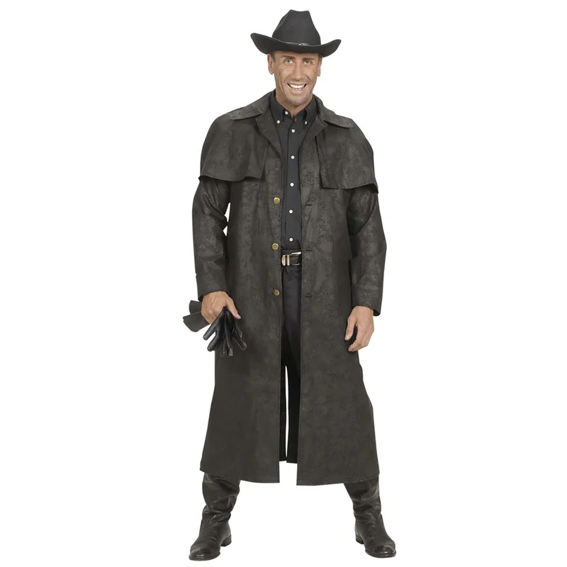 Black Duster Coats Costume Medium for Wild West Cowboy Fancy Dress