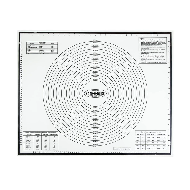 Bake-O-Glide PRINT03 Printed Roll Out Mat, Woven Glass Fabric Coated in Silicone, White,XL