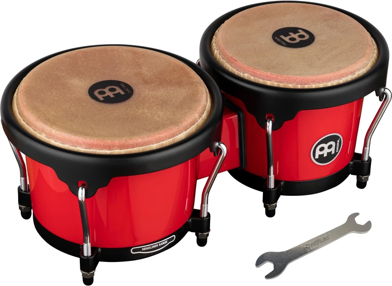 Meinl Percussion Bongos Journey Series - 2 hand drums with 6.5 and 7.5 inches - including tuning key - ABS plastic, Red (HB50R)