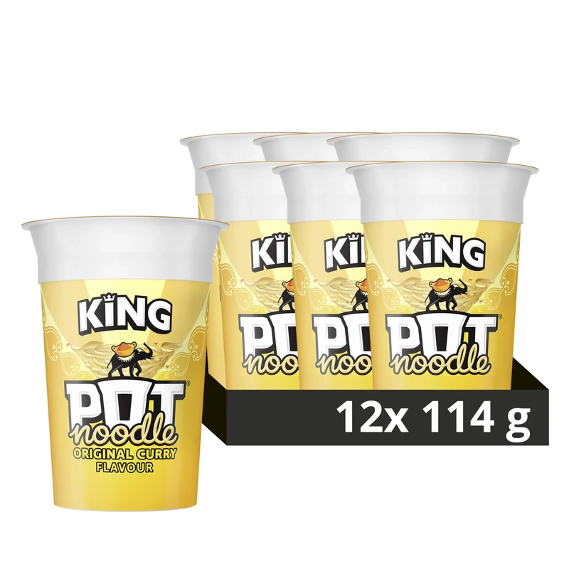 Pot Noodle Original Curry King Pot Noodle instant vegetarian snack quick to make noodles Instant Noodle 12x 114 g