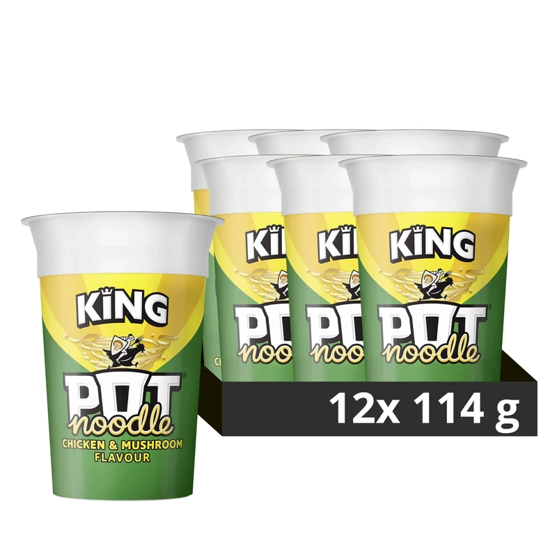 Pot Noodle Chicken & Mushroom King Pot Noodle instant vegetarian snack quick to make noodles Instant Noodle 12x 114 g