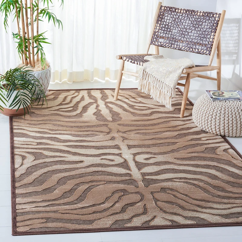 Safavieh Transitional Indoor Woven Rectangle Area Rug, Paradise Collection, PAR83, in Mocha, 160 X 229 cm for Living Room, Bedroom or Any Indoor Space