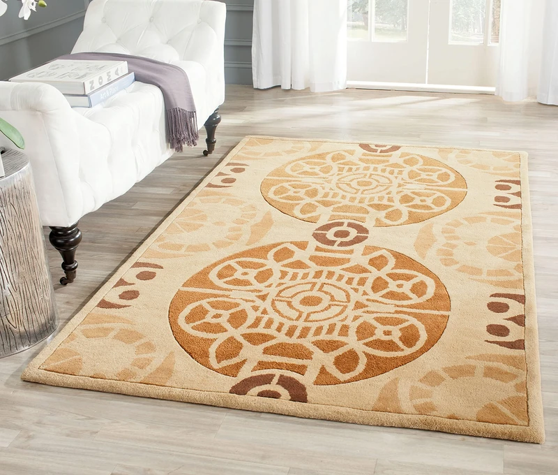 Safavieh Modern Indoor Hand Tufted Rectangle Area Rug, Capri Collection, CPR353, in Gold / Multi, 91 X 152 cm for Living Room, Bedroom or Any Indoor Space