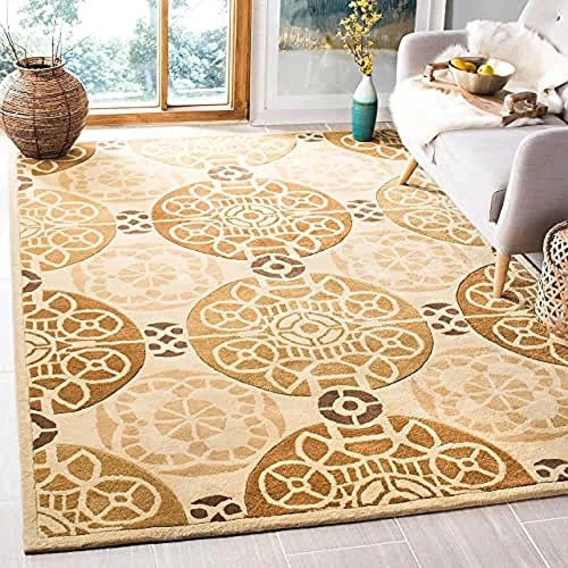 Safavieh Modern Indoor Hand Tufted Rectangle Area Rug, Capri Collection, CPR353, in Gold / Multi, 183 X 274 cm for Living Room, Bedroom or Any Indoor Space