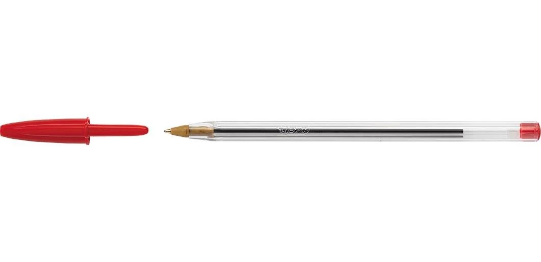 BIC Cristal Original Ballpoint Pens Medium Point (1.0 mm) â€“ Red, Pouch of 4