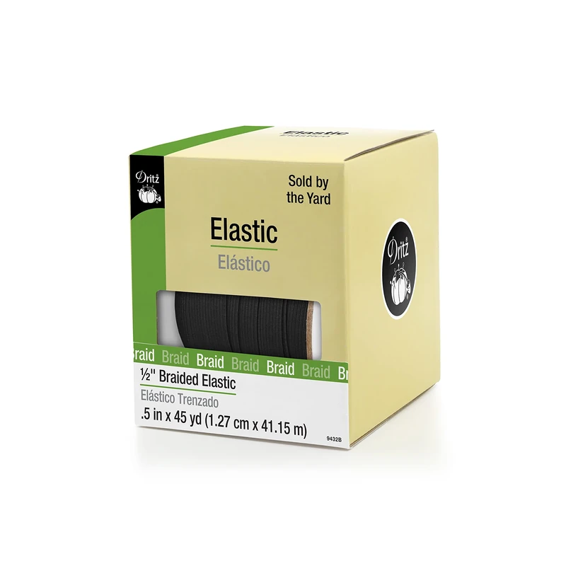 Dritz 1/2 x 45 yd Braided Elastic, Black - Image 1