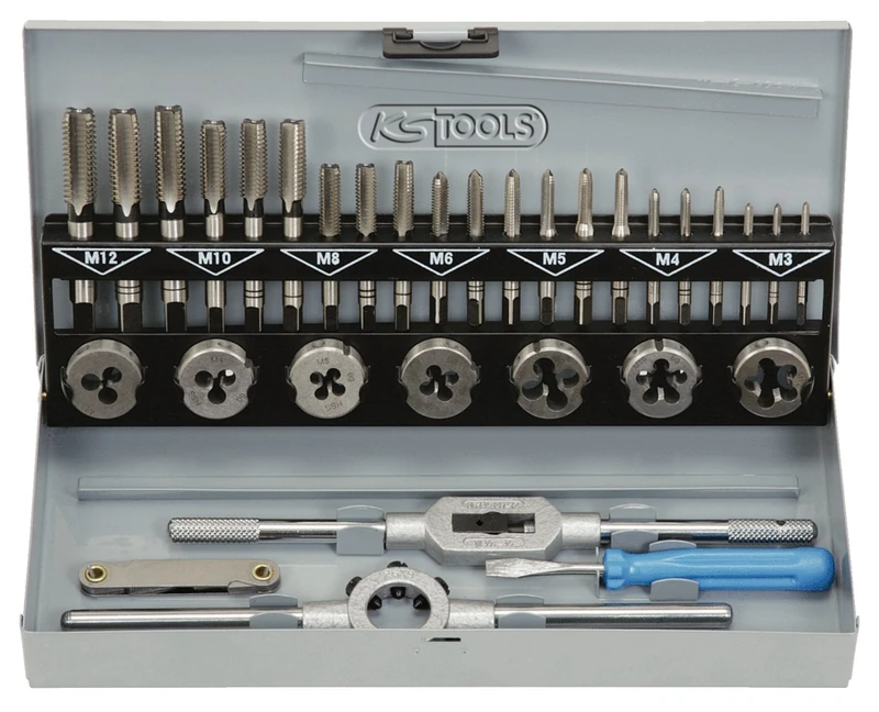 KS Tools HSS Co Tap and Die Set (32 Pieces)