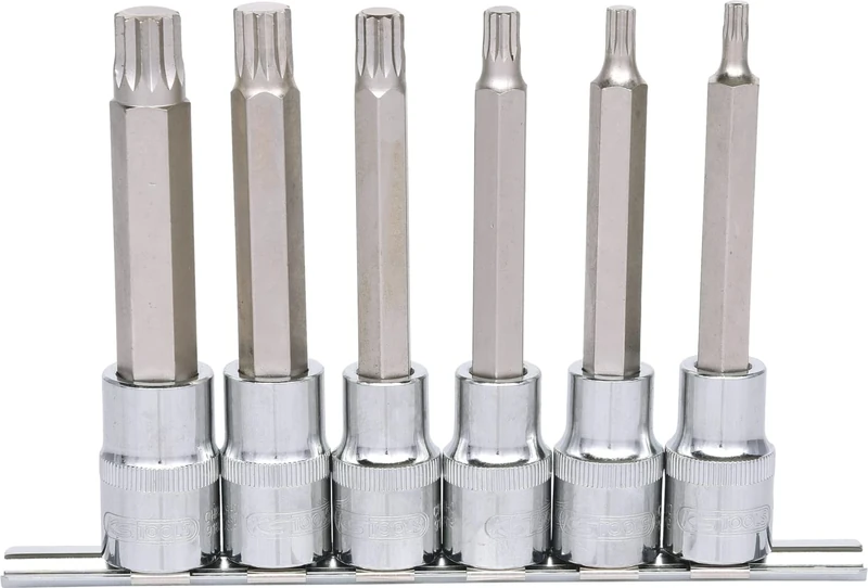 KS Tools 918.1358 Chrome Plus Xzn Bit Socket Set Long (6 Pieces)